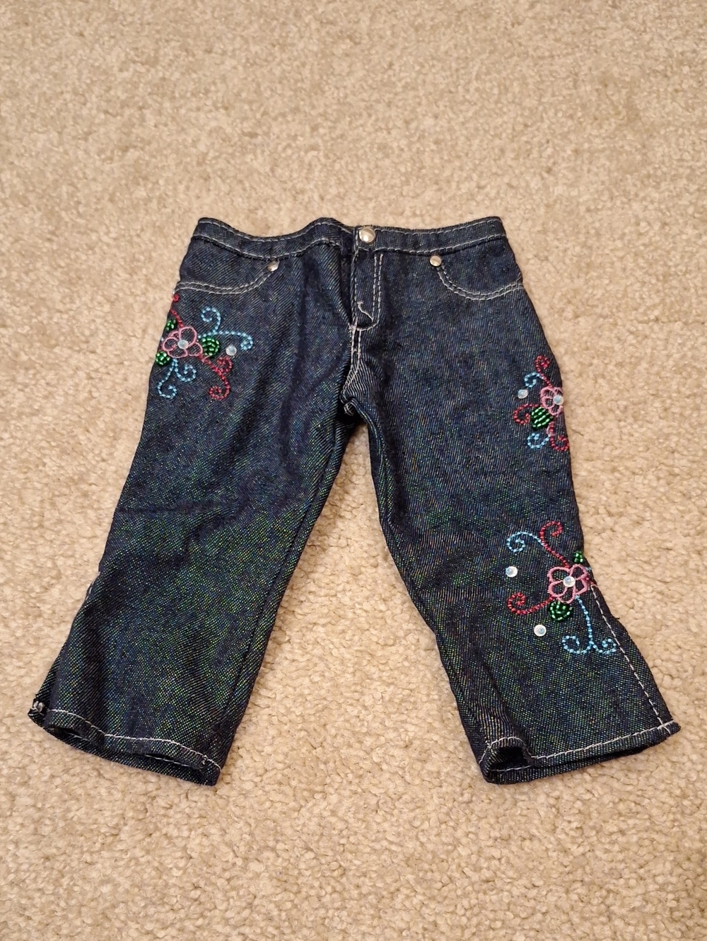American Girl Jeans with Floral Bead Design